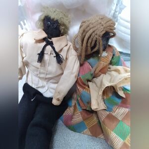 Pair of Vintage Apple Head Dolls, Male and Female
